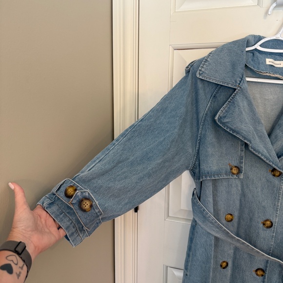 BronzeSnake Ashley Trench Coat Blue Denim 45722 - Picture 6 of 10